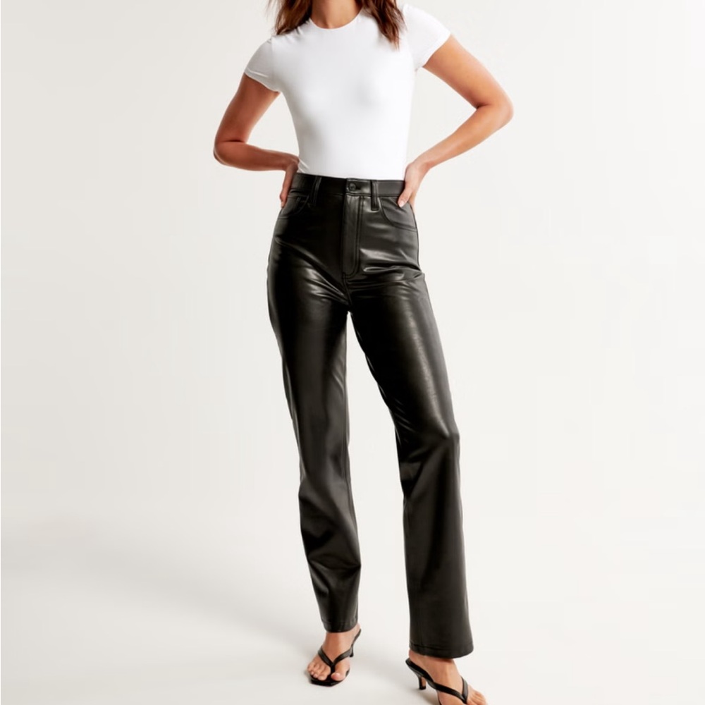Black High-Waisted Leather Pants